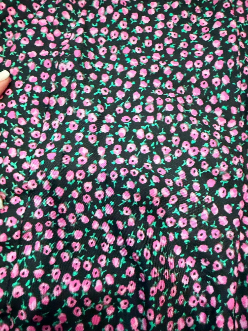 Rebecca Taylor Floral A-Line Midi Skirt in Black with Pink Floral Print - Picture 3 of 3